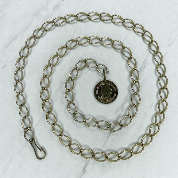 Gold Tone George Washington Coin Chain Link Belt Small (S) ✨ - Picture 1 of 12